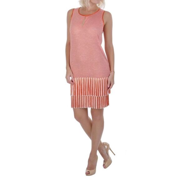 New Pin-Up Stars Women S US/EU 42 Dress Summer Sun Cover-Up Orange Fringe Mini - Picture 1 of 5
